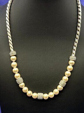 Brighton Meridian Petite Faux Pearl Silver-Plated Necklace